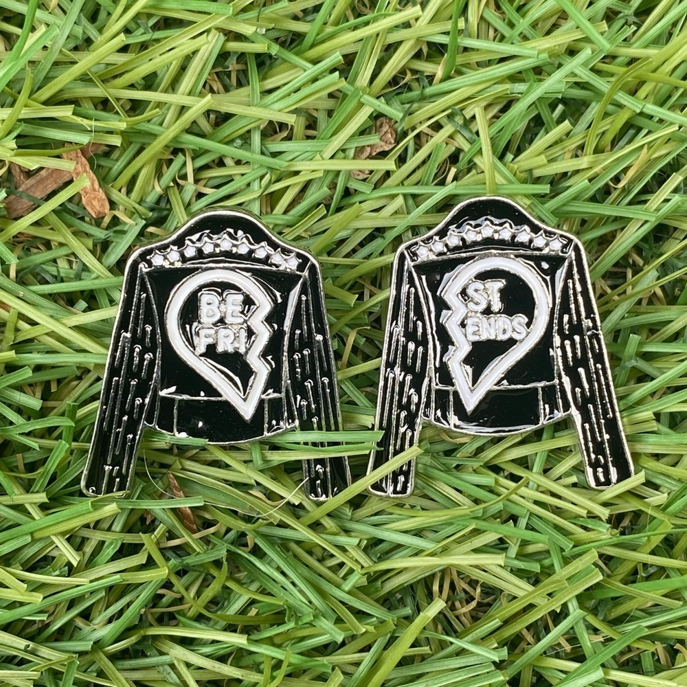 BEST FRIENDS PUNK ROCK LEATHER JACKET ENAMEL PINS #FML12